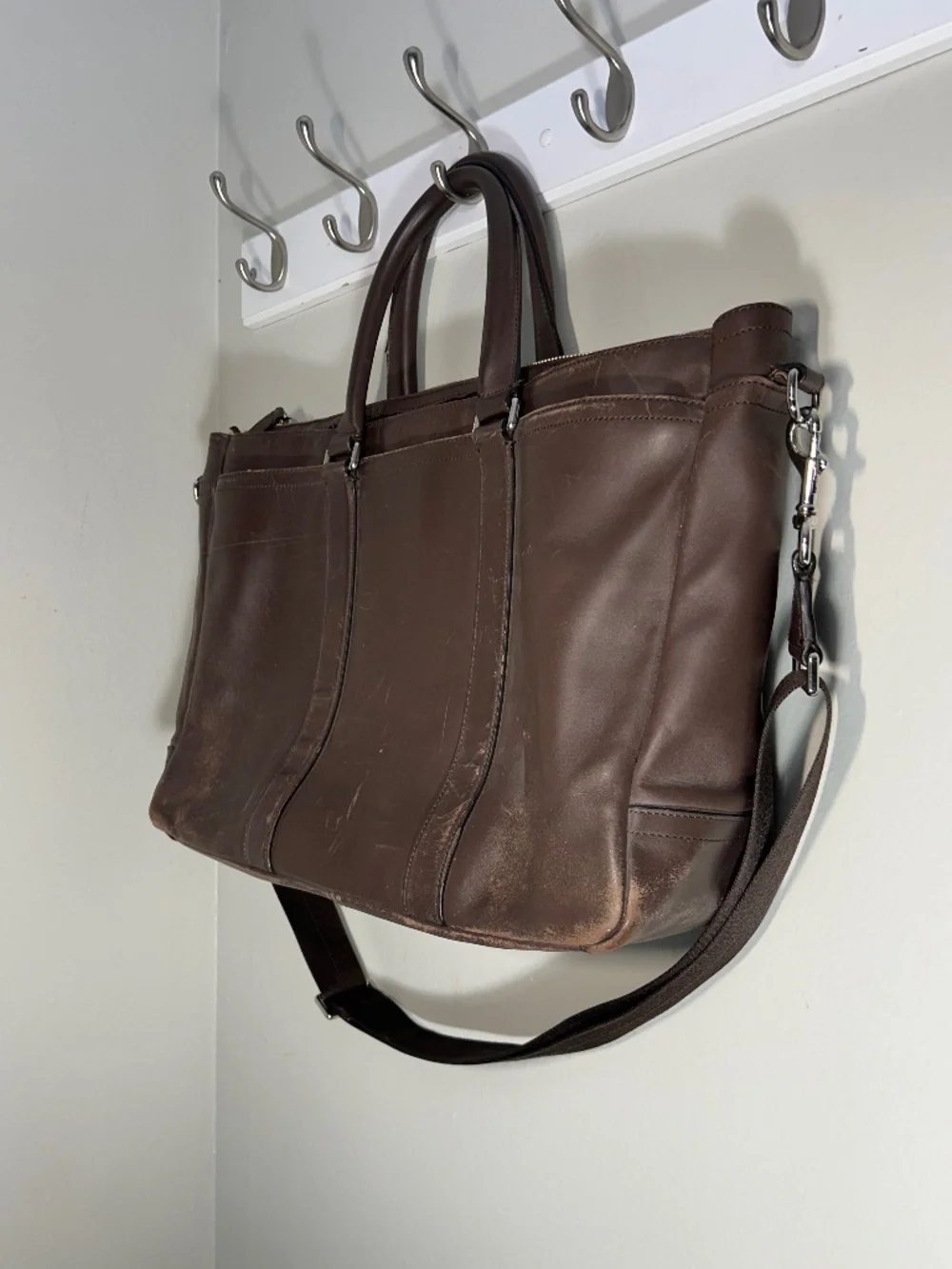 Coach Lexington F70916 Brown Leather Briefcase Carry-all Messenger Shoulder Bag